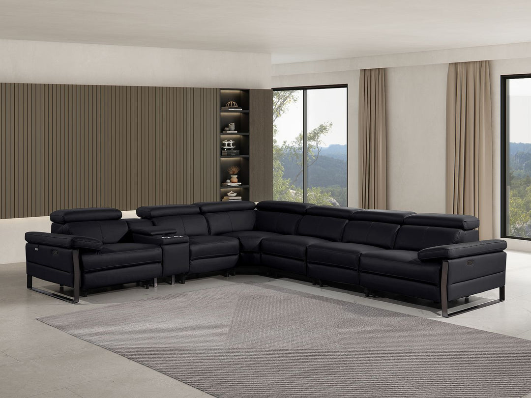 1246 - 7-Piece L-Shaped Modular Power Reclining Sectional With 3 Power Recliners And Power Headrests