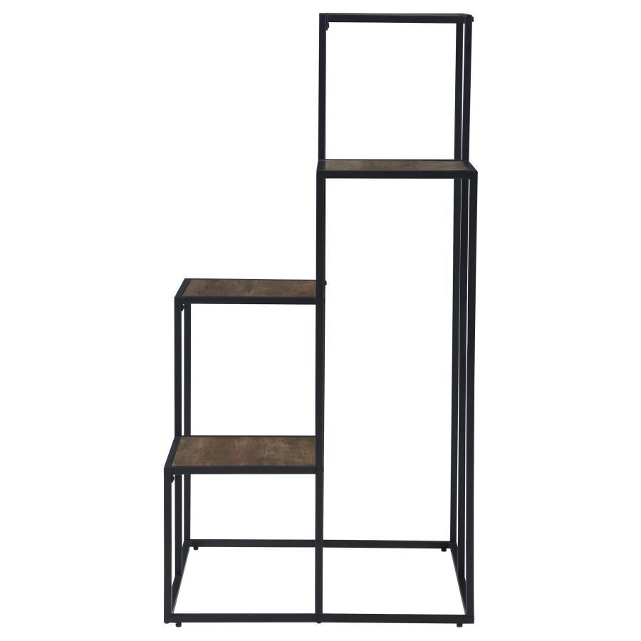 Rito - 4-Tier Multi-Display Shelf - Rustic Brown And Black