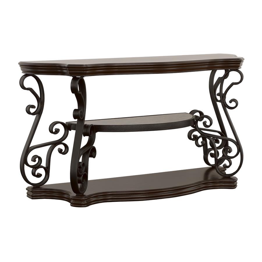 Laney - Scrollwork Entryway Sofa Console Table - Deep Merlot