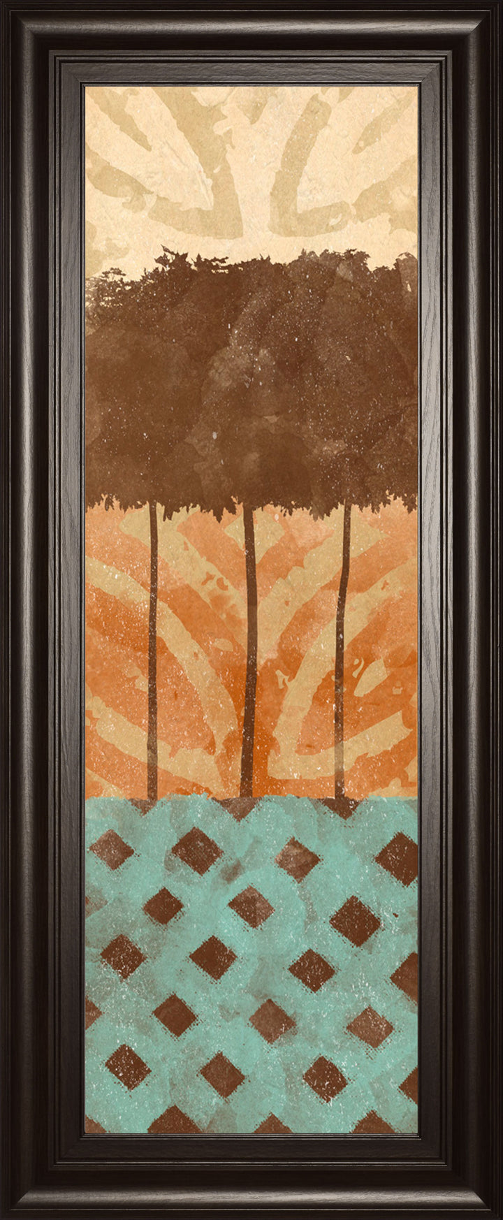 Tribal Trio Il By Alonzo Saunders - Framed Print Wall Art - Dark Brown