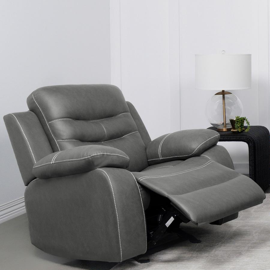 Nova - Upholstered Padded Arm Glider Recliner - Dark Gray