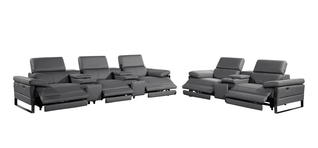 1246 - Modular Power Reclining Dual Console Sofa And Console Loveseat Set With Power Headrests