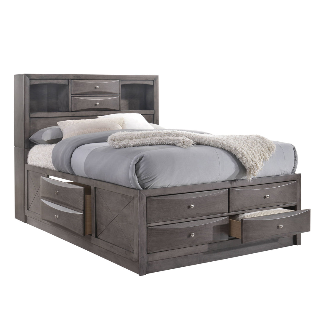 Emily - King Storage Bed - Weathered Grey