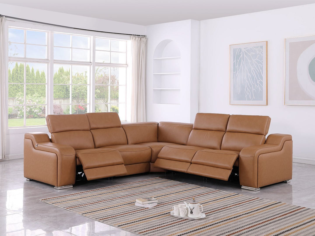 1116 - 5-Piece L-Shaped Sectional Sofa In With 3 Power Recliners &amp; Power Headrests