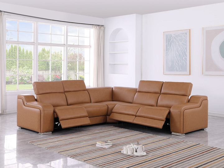 1116 - 5-Piece L-Shaped Sectional Sofa In With 3 Power Recliners &amp; Power Headrests