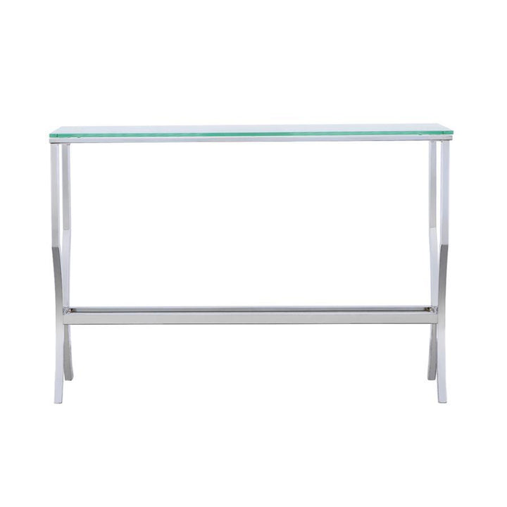 Saide - Rectangular Glass Top Entryway Console Table - Chrome