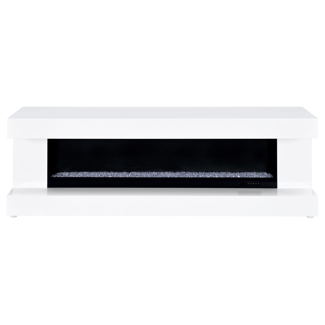 Mallory TV Stand Fireplace Console Bluetooth Speaker White High Gloss