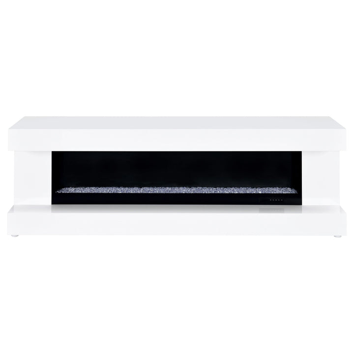Mallory TV Stand Fireplace Console Bluetooth Speaker White High Gloss