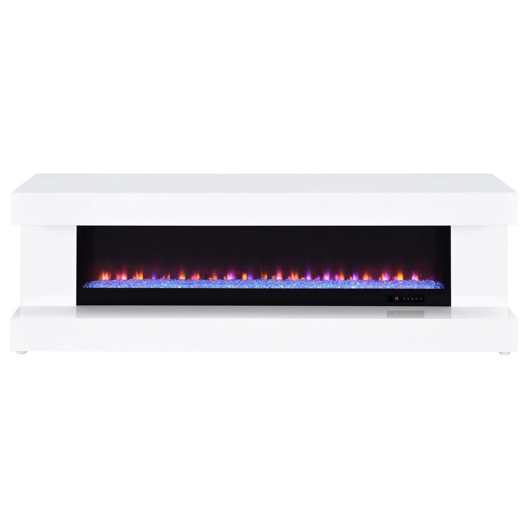 Mallory TV Stand Fireplace Console Bluetooth Speaker White High Gloss