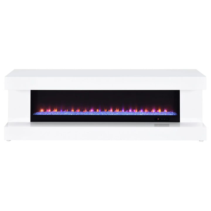 Mallory TV Stand Fireplace Console Bluetooth Speaker White High Gloss