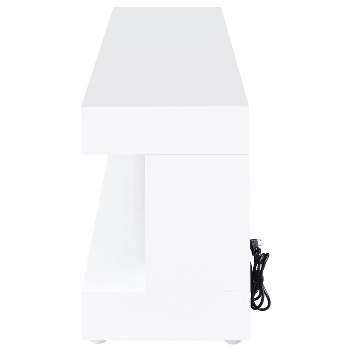 Mallory TV Stand Fireplace Console Bluetooth Speaker White High Gloss