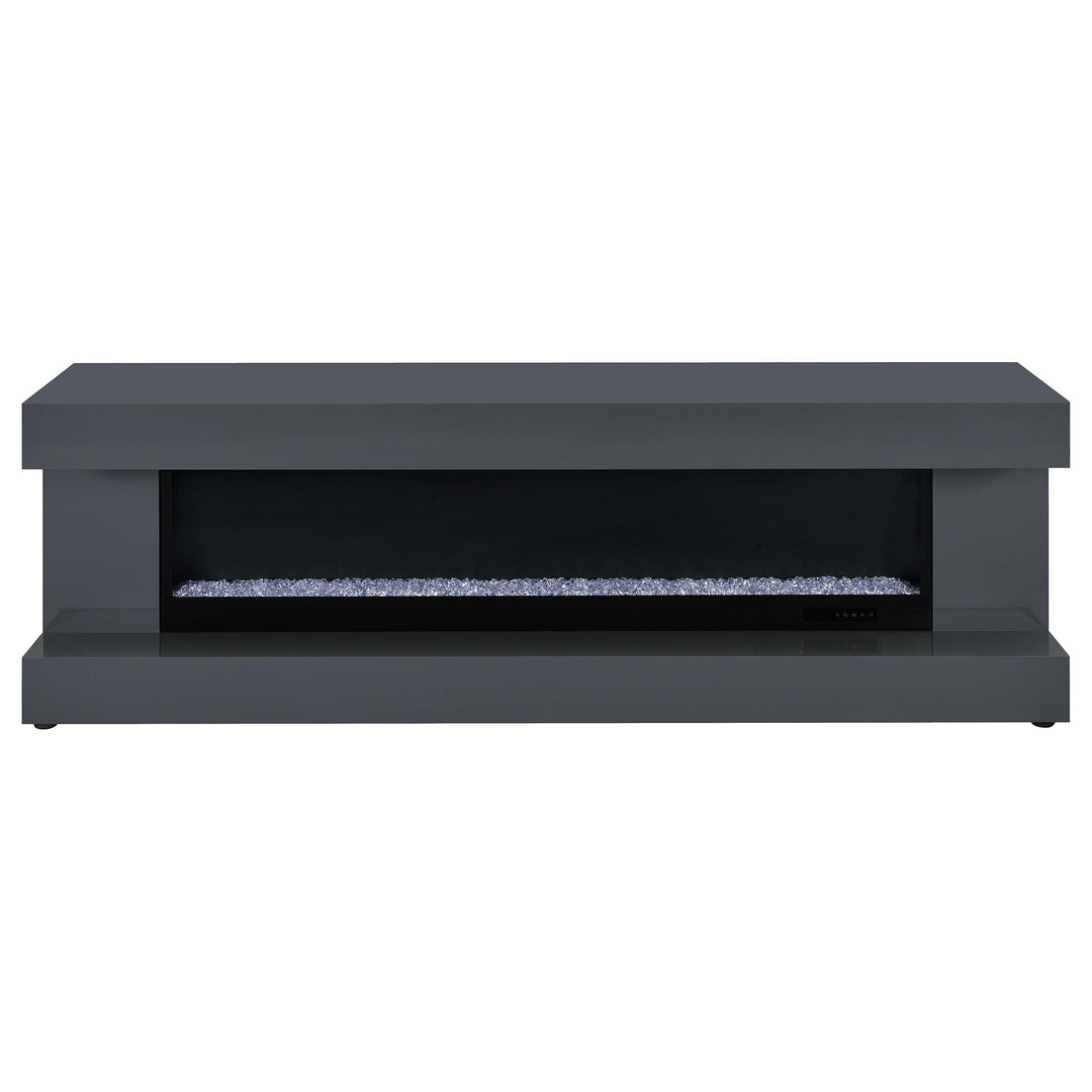 Mallory TV Stand Fireplace Console Bluetooth Speaker Grey High Gloss