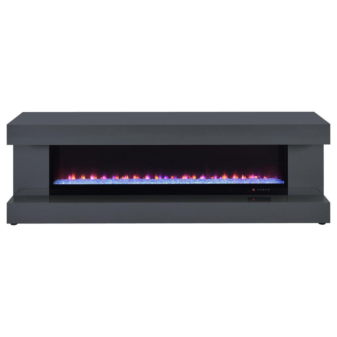 Mallory TV Stand Fireplace Console Bluetooth Speaker Grey High Gloss