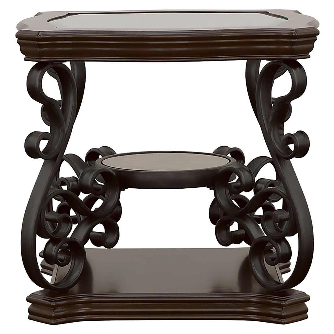 Laney 1-shelf Glass Top Square End Table Deep Merlot