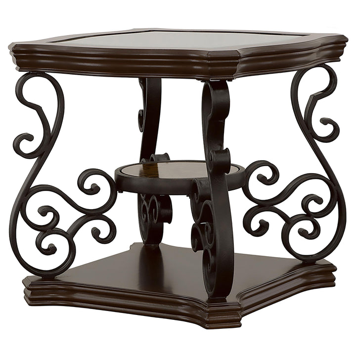 Laney 1-shelf Glass Top Square End Table Deep Merlot