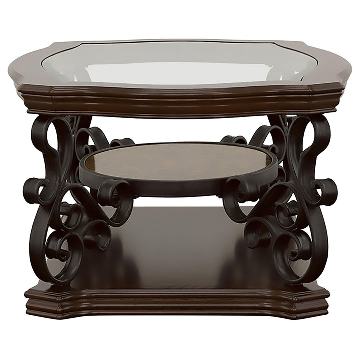 Laney 1-shelf Glass Top Rectangular Coffee Table Deep Merlot