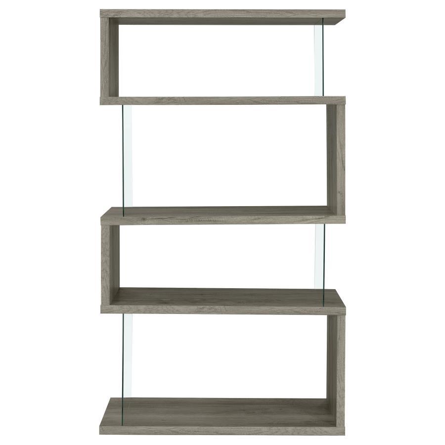 Emelle - 4-Shelf Glass Panel Bookshelf