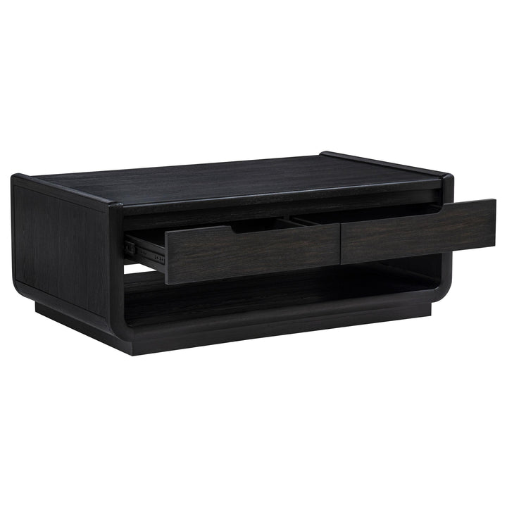 Leandro 2-drawer Wood Cocktail Coffee Table Burnished Black