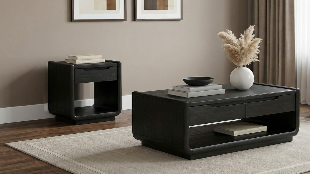 Leandro 2-drawer Wood Cocktail Coffee Table Burnished Black