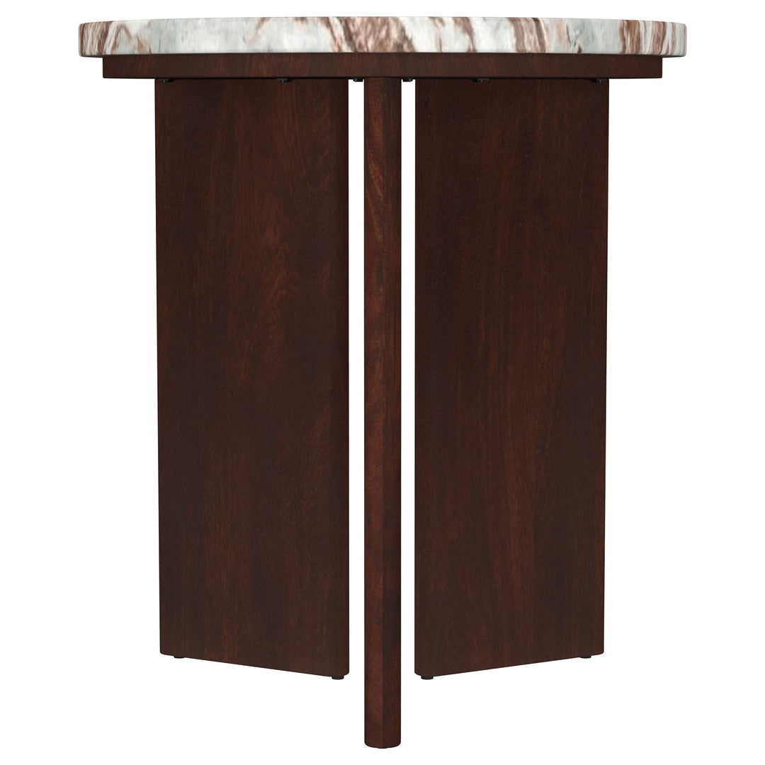 Jenna 3-piece Round Marble Top Coffee Table Set Brown