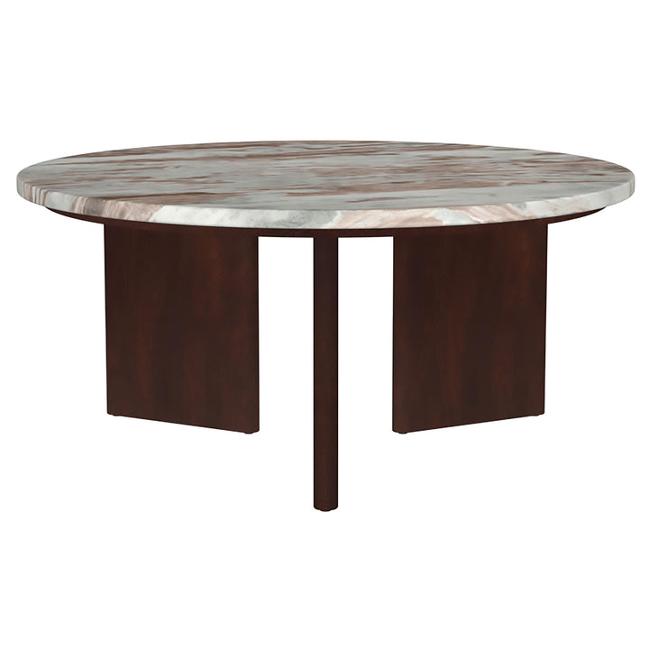 Jenna 3-piece Round Marble Top Coffee Table Set Brown