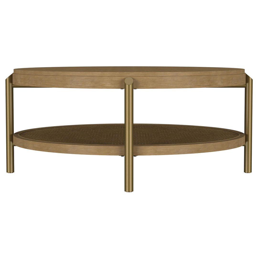 Arini Round Coffee Table With Storage Shelf Sand Wash