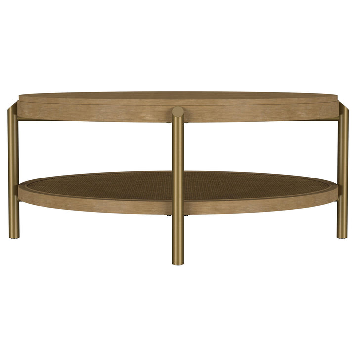 Arini Round Coffee Table With Storage Shelf Sand Wash