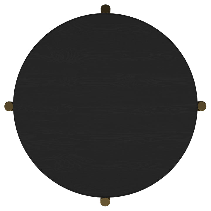 Arini Round End Side Table With Storage Shelf Black