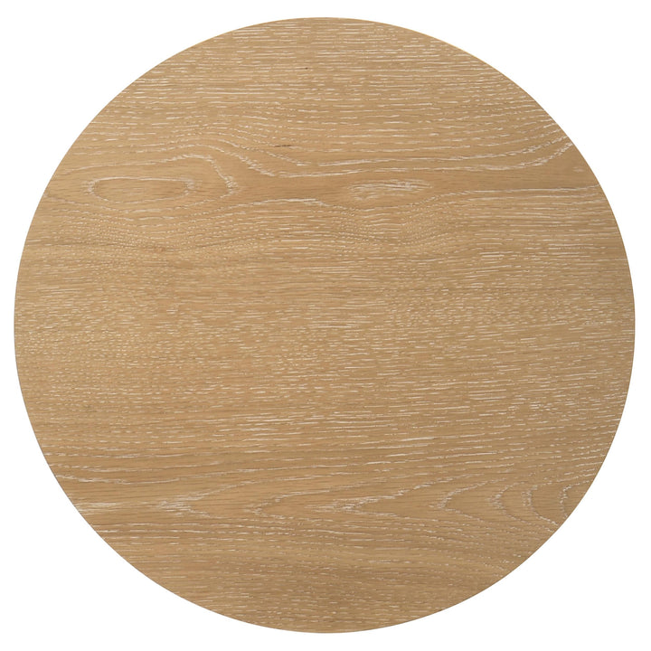Ottowa Round Wood Side End Table with Shelf Light Oak