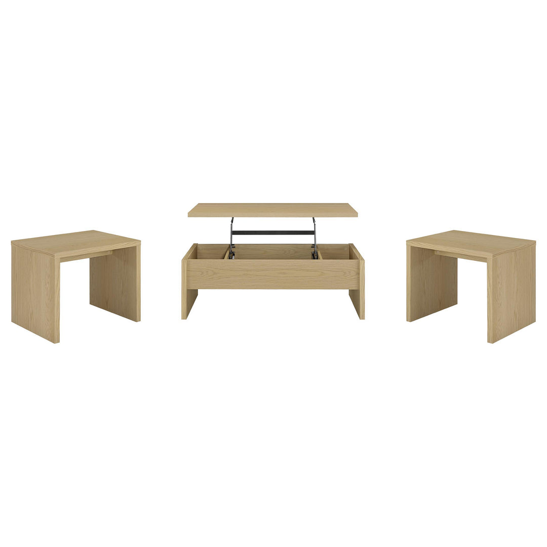 Canoga 3-piece Lift Top Cocktail Coffee Table Set Light Oak