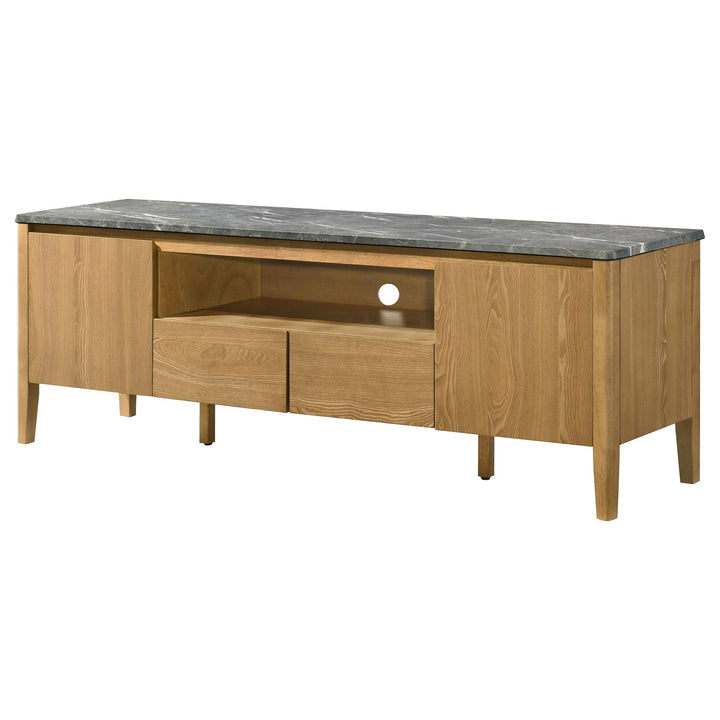 Bradley 63-inch 2-Door SmartTop TV Stand Grey and Natural