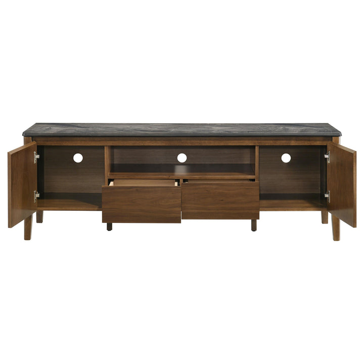 Bradley 63-inch 2-Door SmartTop TV Stand Smokey Grey and Brown