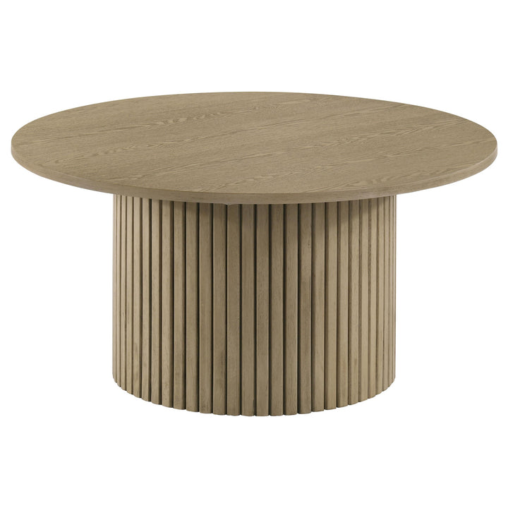 Hamlyn 3-piece Round Fluted Coffee and End Table Set Natural Oak