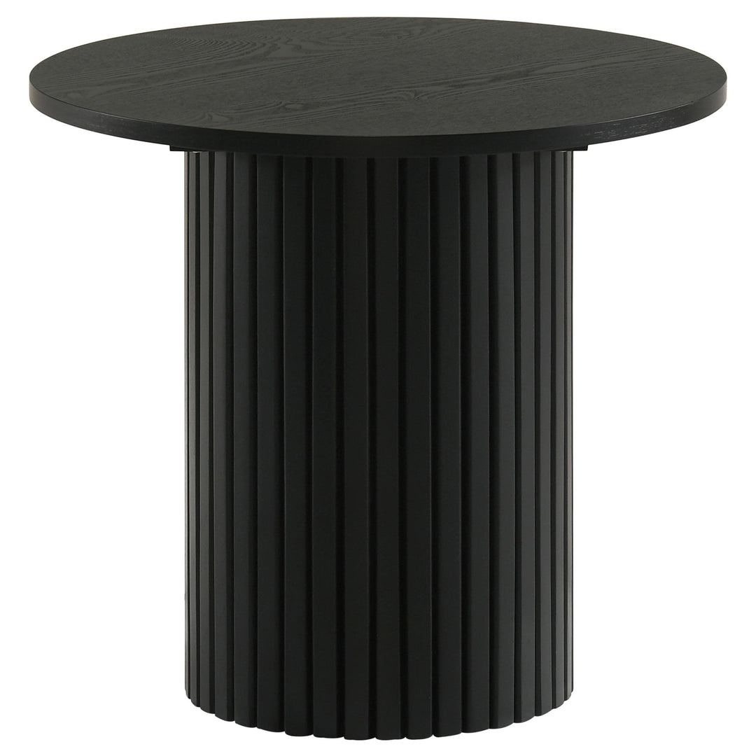 Hamlyn 2-piece Round Fluted Coffee and End Table Set Black