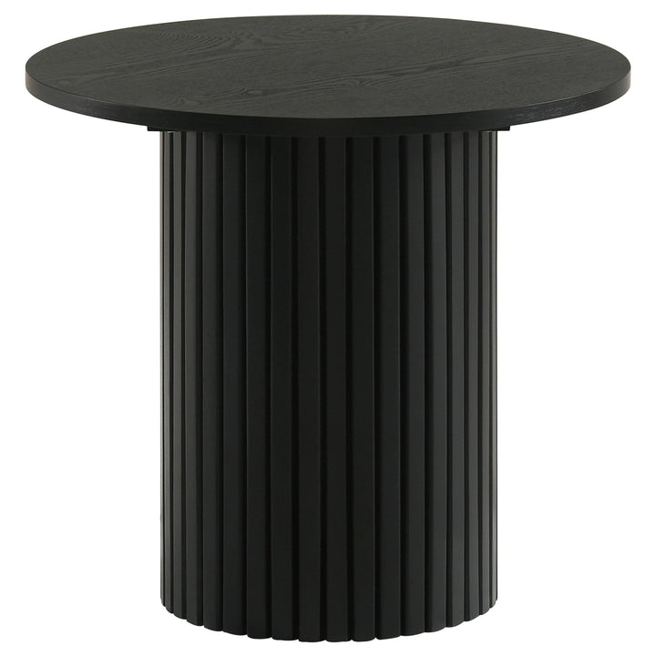Hamlyn 2-piece Round Fluted Coffee and End Table Set Black