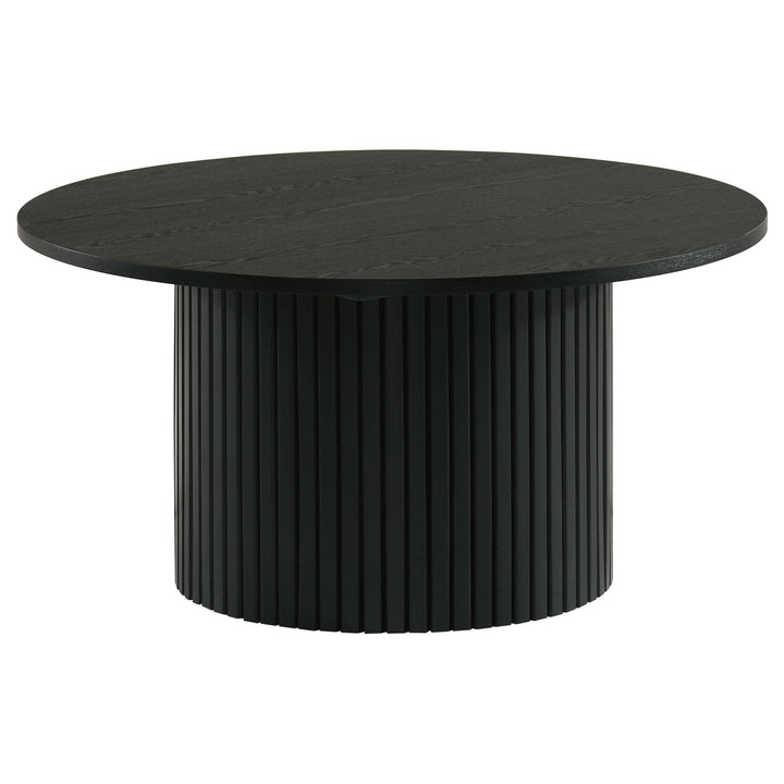 Hamlyn 2-piece Round Fluted Coffee and End Table Set Black