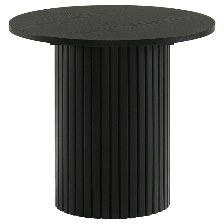 Hamlyn 3-piece Round Fluted Coffee and End Table Set Black