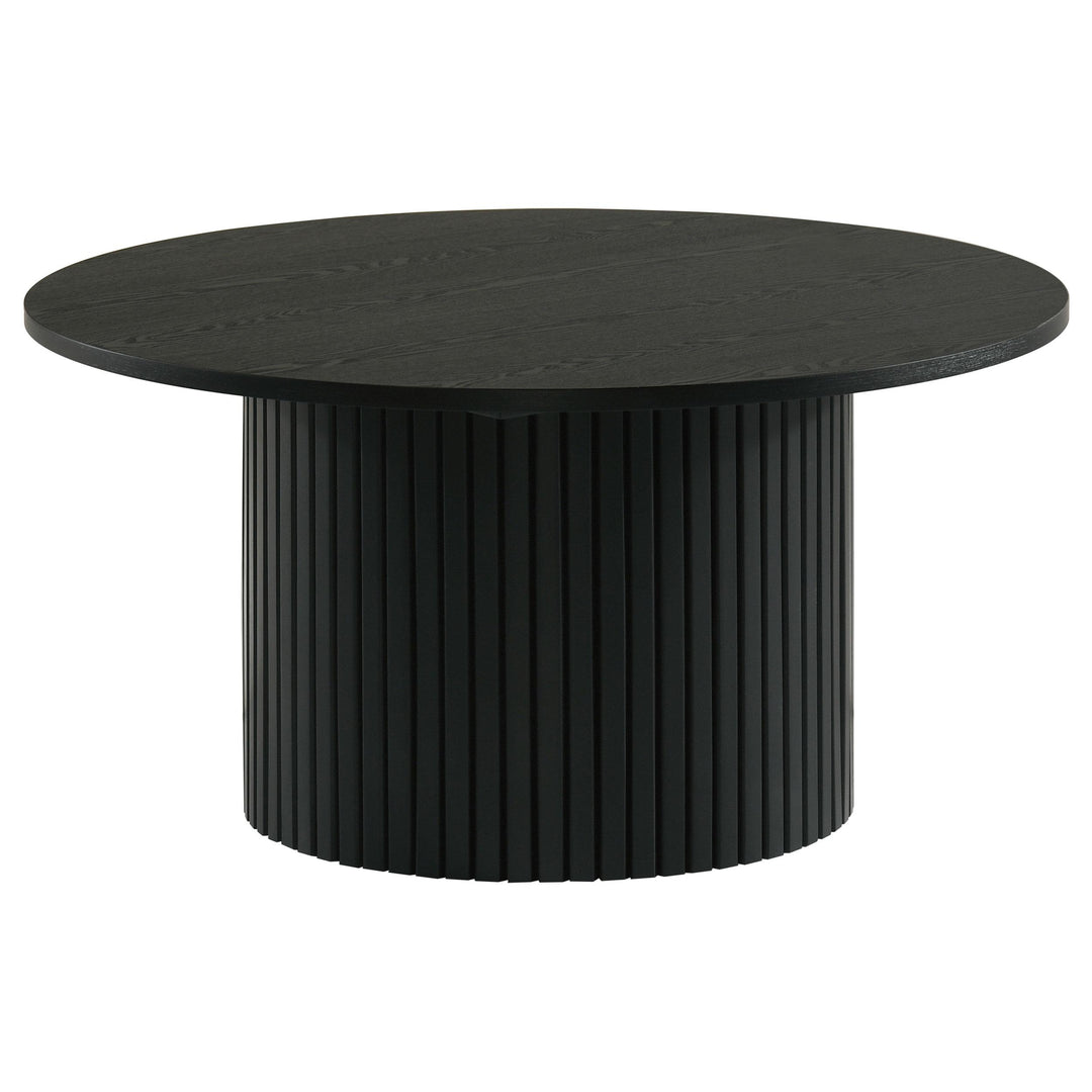Hamlyn 3-piece Round Fluted Coffee and End Table Set Black