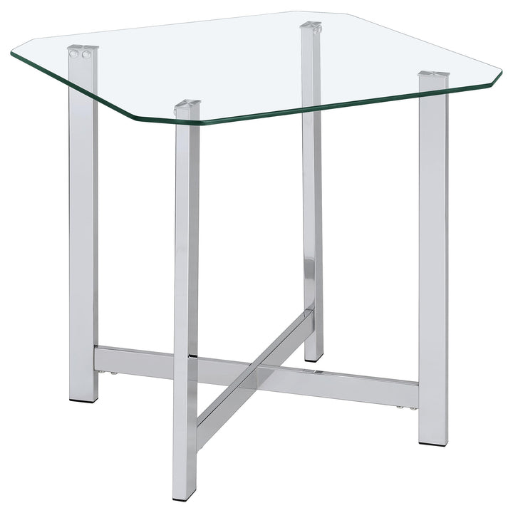 Cronin Square Tempered Glass Top Side End Table Chrome