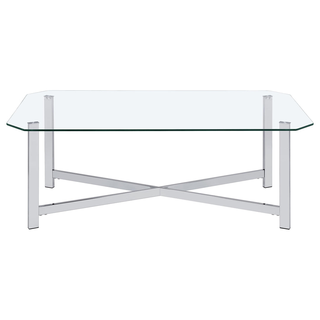 Cronin 2-piece Tempered Glass Top Coffee Table Set Chrome