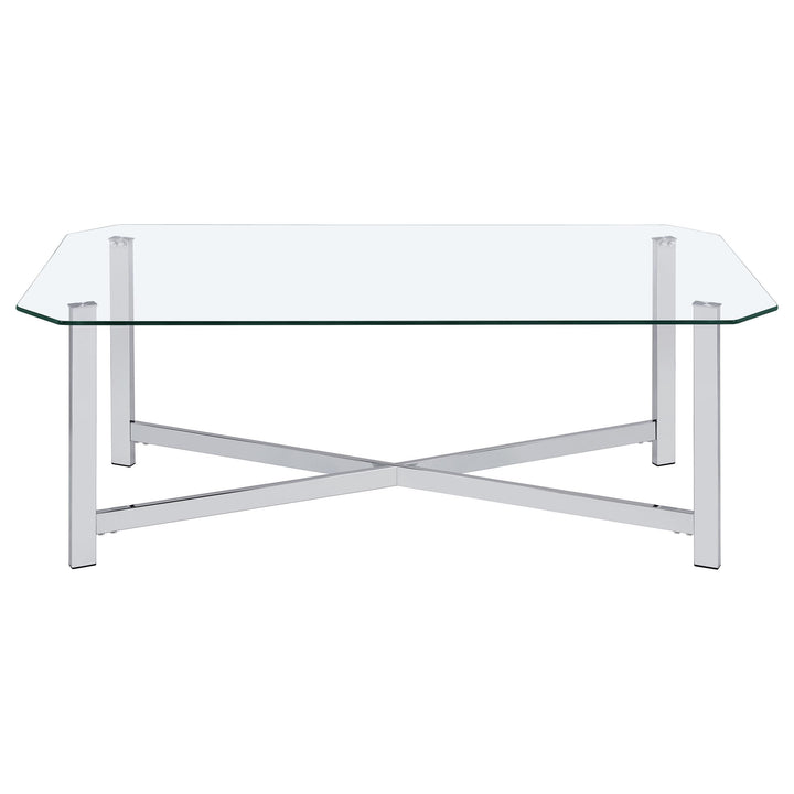 Cronin 2-piece Tempered Glass Top Coffee Table Set Chrome