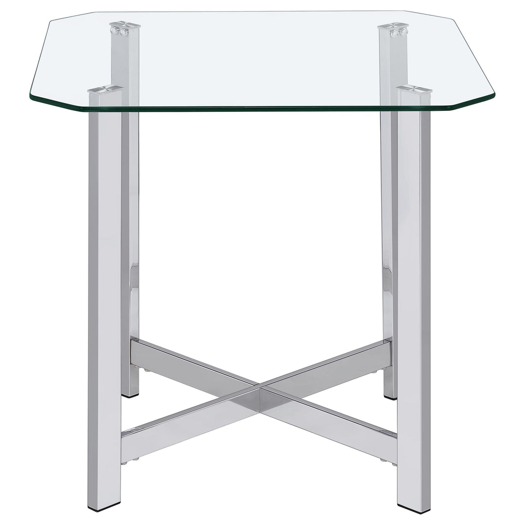 Cronin 3-piece Tempered Glass Top Coffee Table Set Chrome