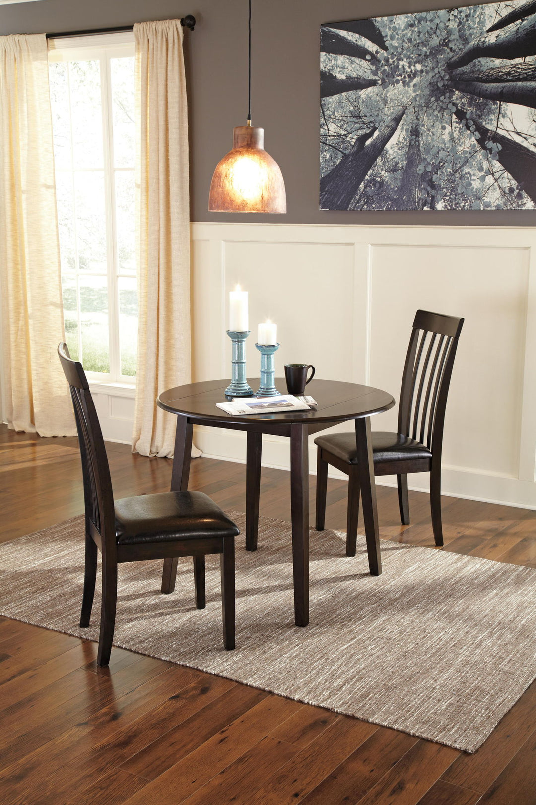 Hammis - Round DRM Drop Leaf Table - Dark Brown