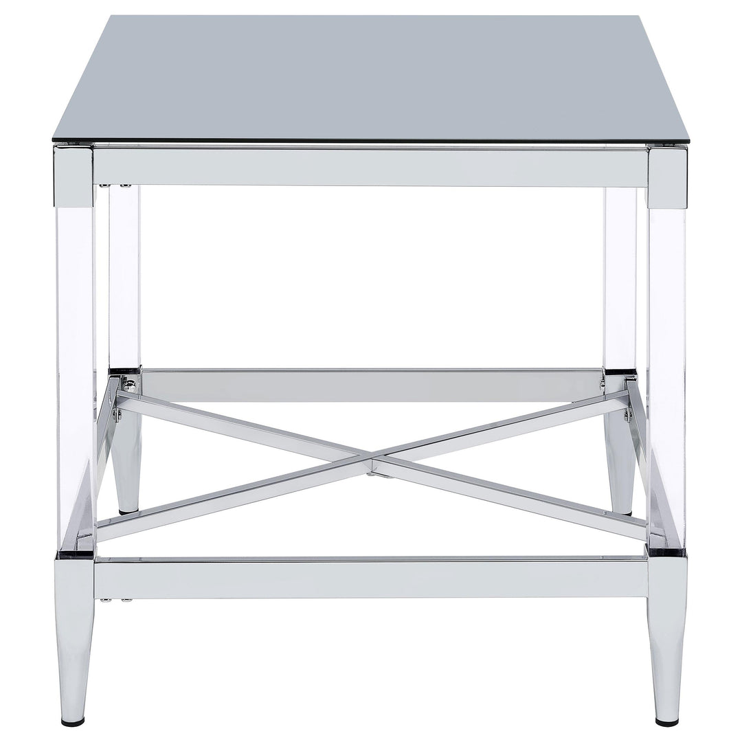Lindley Square Tempered Mirror Acrylic Side End Table Chrome