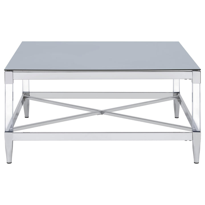 Lindley Square Tempered Mirror Acrylic Coffee Table Chrome