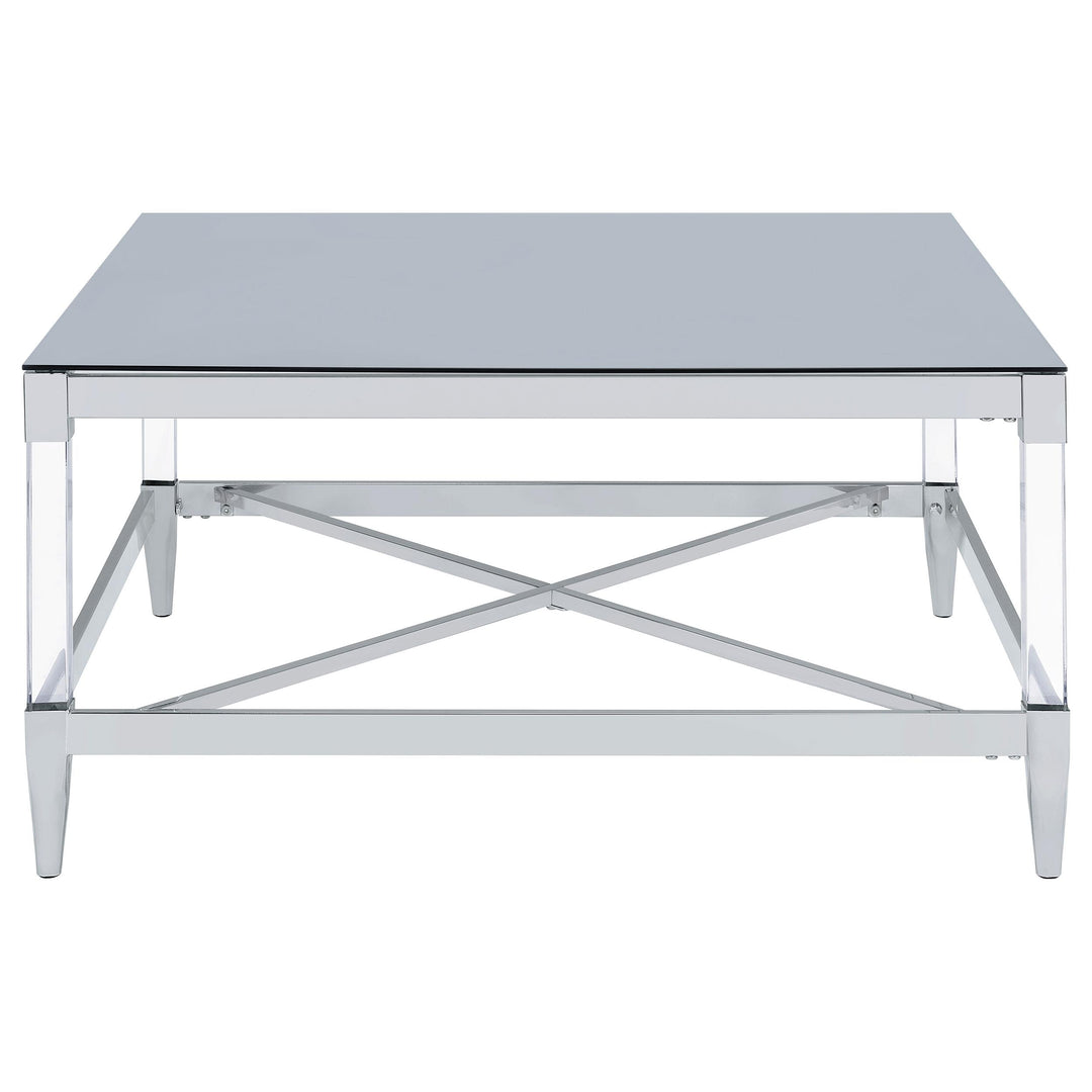 Lindley Square Tempered Mirror Acrylic Coffee Table Chrome