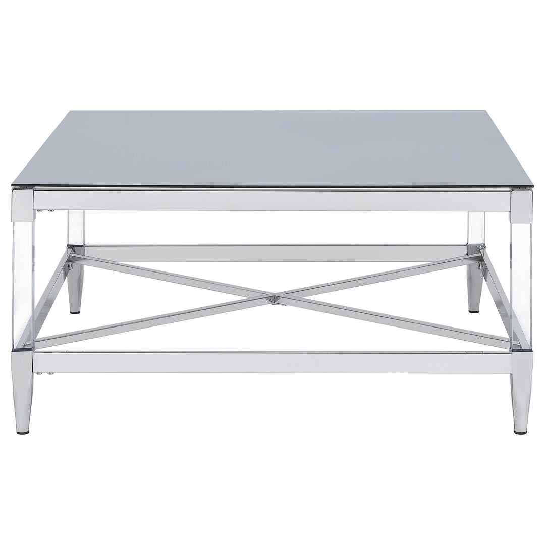 Lindley Square Tempered Mirror Acrylic Coffee Table Chrome