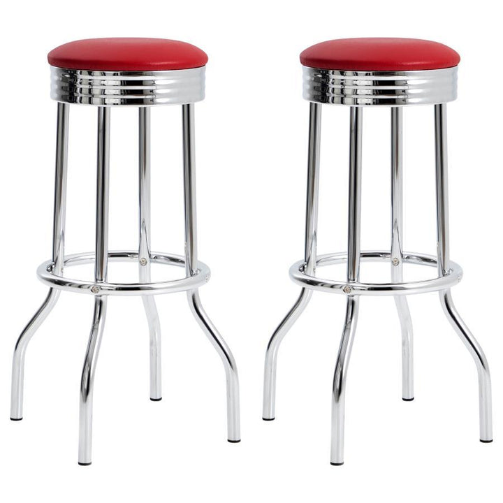 Retro - Upholstered Metal Swivel Bar Stool (Set of 2)