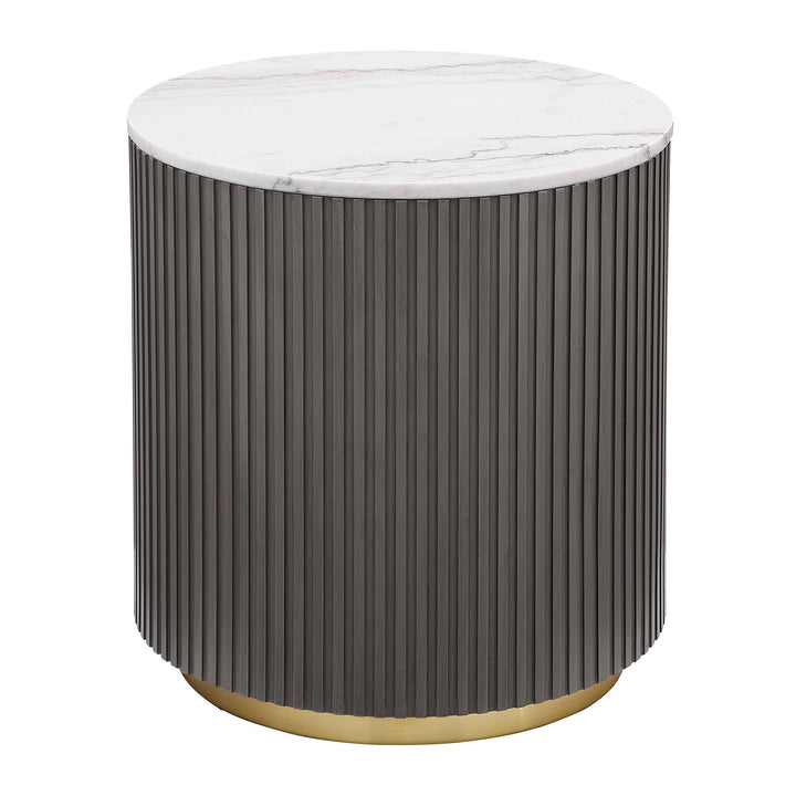 Jason Round White Marble Top Side End Table Charcoal