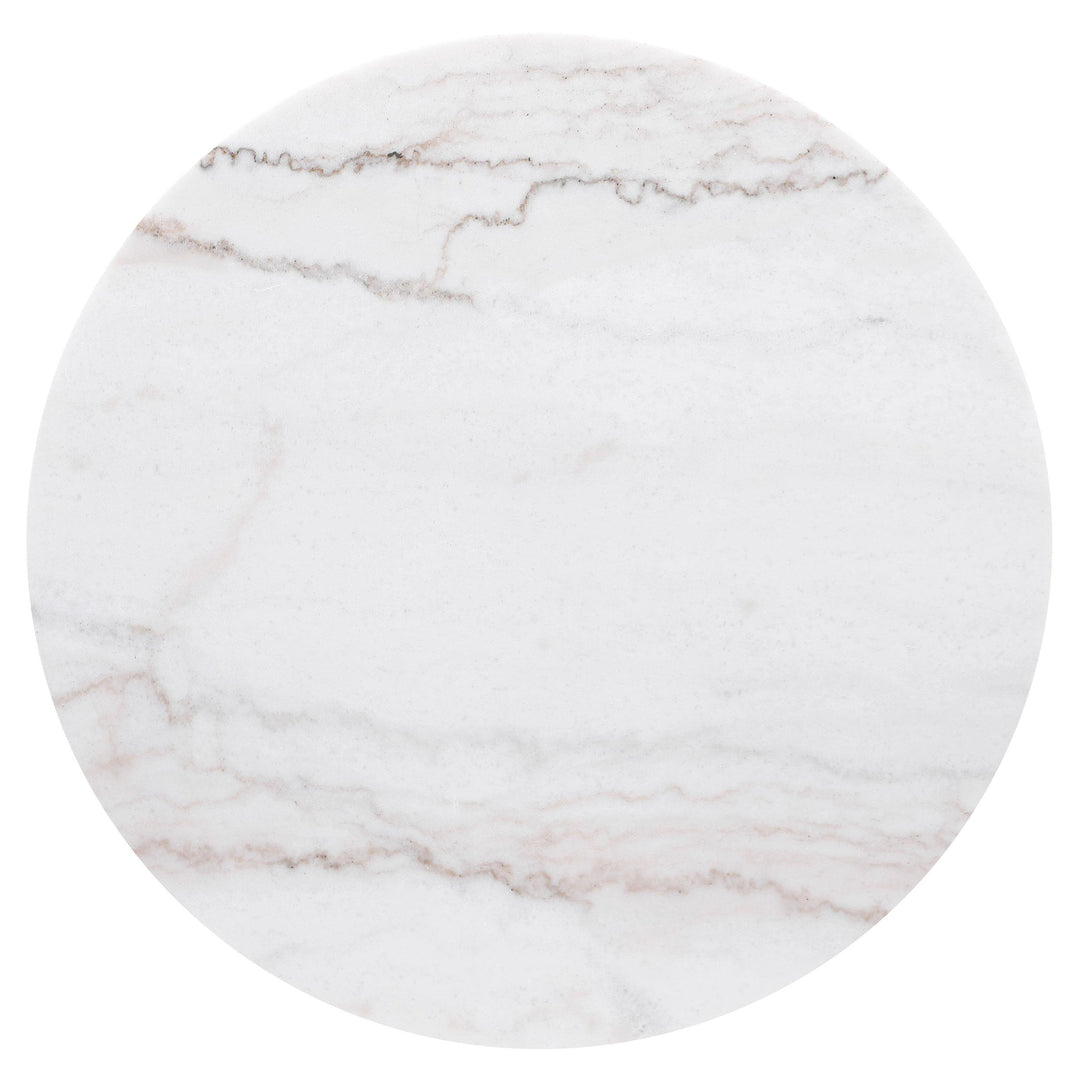 Jason Round White Marble Top Side End Table Charcoal
